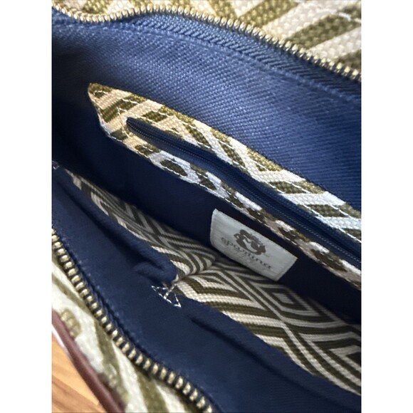 Spartina Daufuskie Island 449 Leather & Linen Geometric Design Purse MSRP$269 - Picture 5 of 10